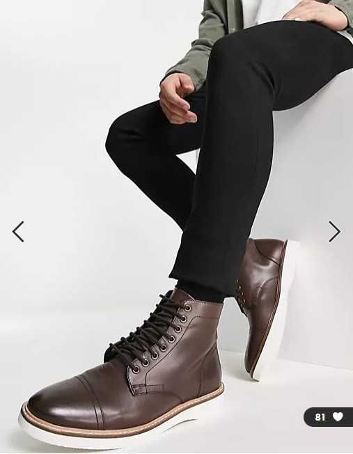 Ghete lace up 43 casual premium ASOS NOU piele naturala moale