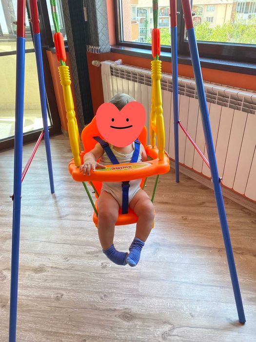 Детска люлка King Sport с метална опора, синя с оранжево