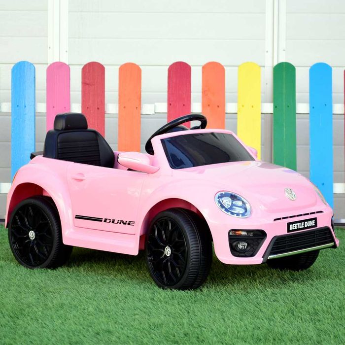 Masinuta electrica VW Beetle Dune 60W 12V, bluetooth, amortizoare Pink