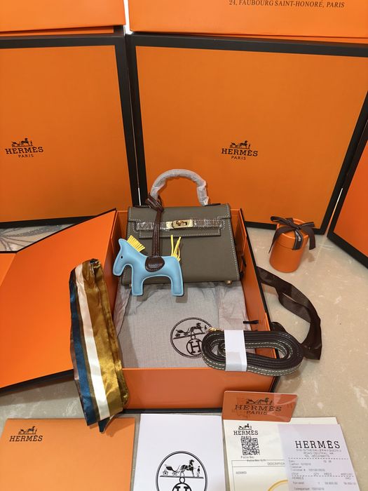 Geanta Hermes Kelly 19cm Gri