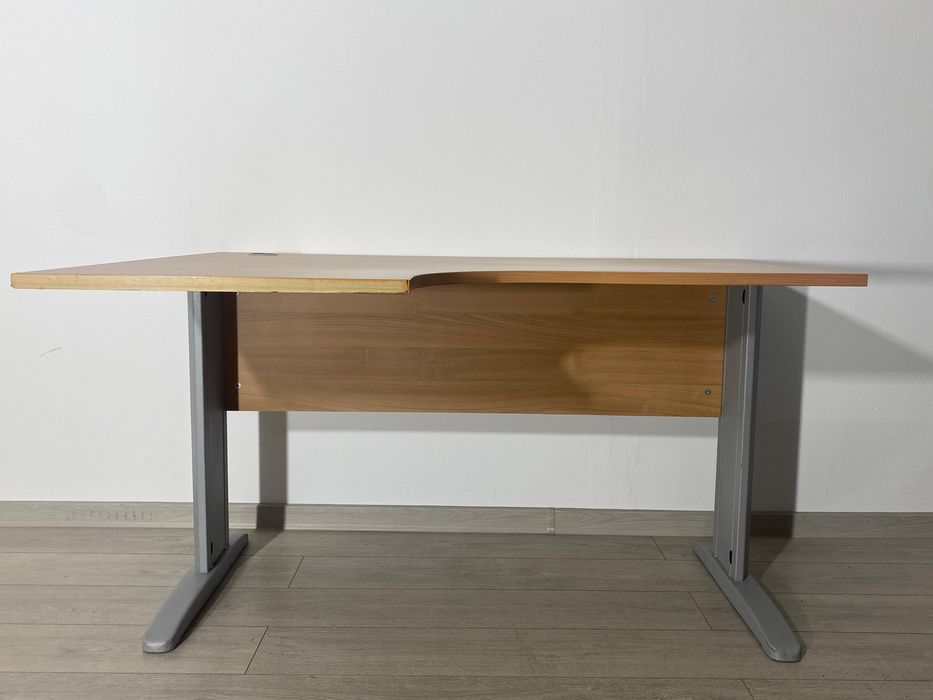 8 Buc. Birou Solid, de Colț, Cadru Metalic Gri, Demontabil; Masă Lucru