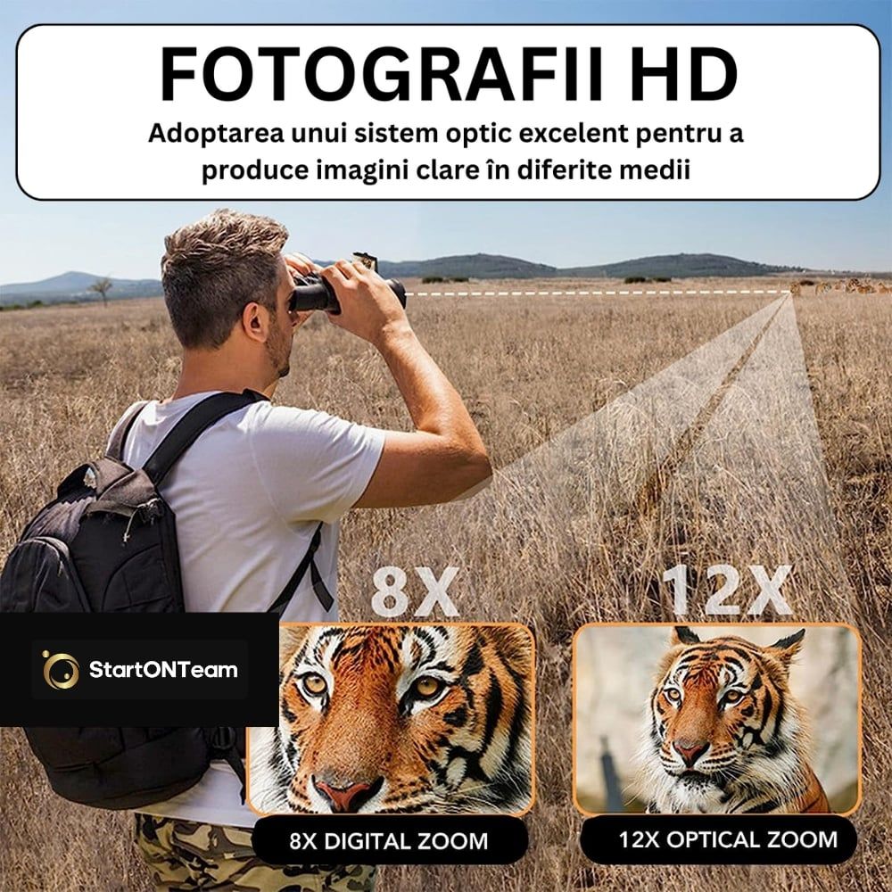 Binoclu Profesional Digital de Vanatoare StartONTeam, Zoom 12X