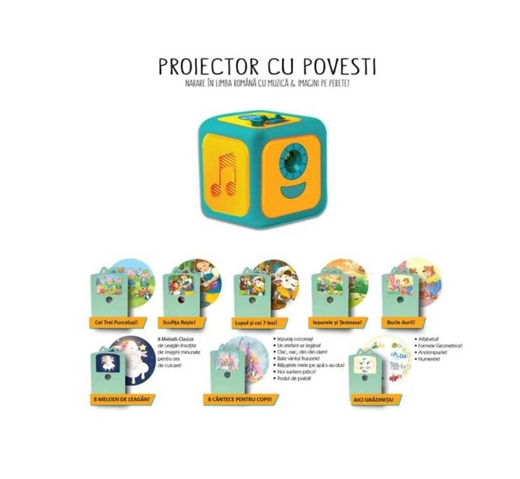 Proiector cu povesti pentru copii – alfabet si cantece in limba romana