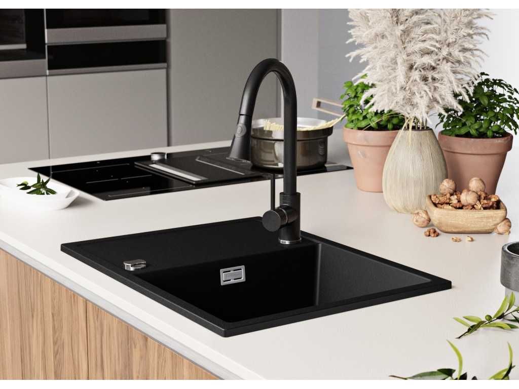 Кухненска мивка от Гранит модел Ибиса 620 Компакт - Черна