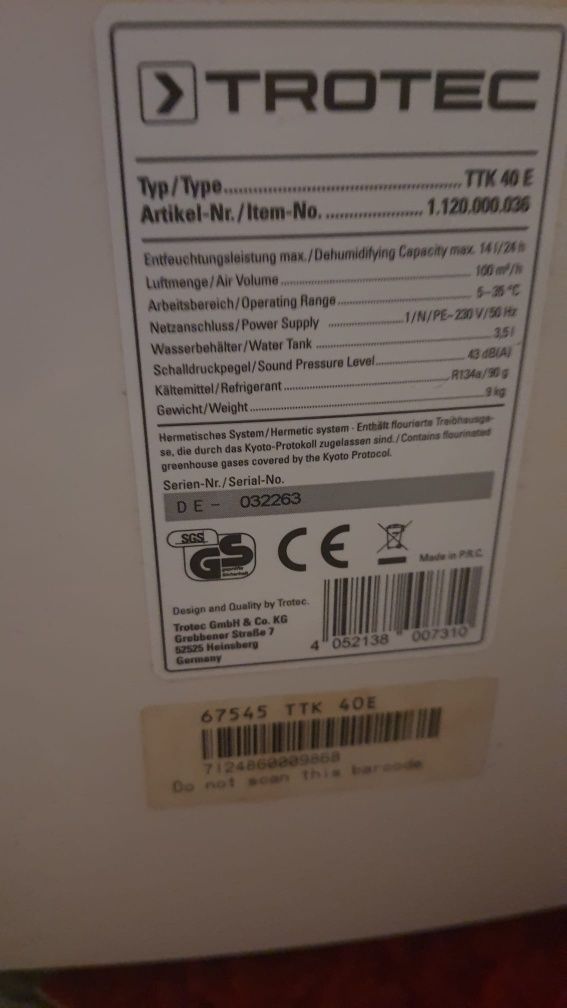 Dezumificator Trotec TTK 40 E