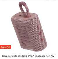 Boxa portabila JBL GO3, IPX67, Bluetooth, Roz