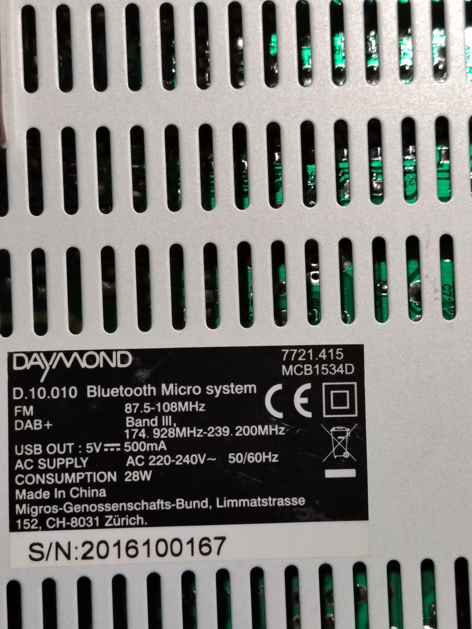 DYAMOND model D.10.010 Bluetooth Micro System, DAB+, CD, FM, USB, AUX