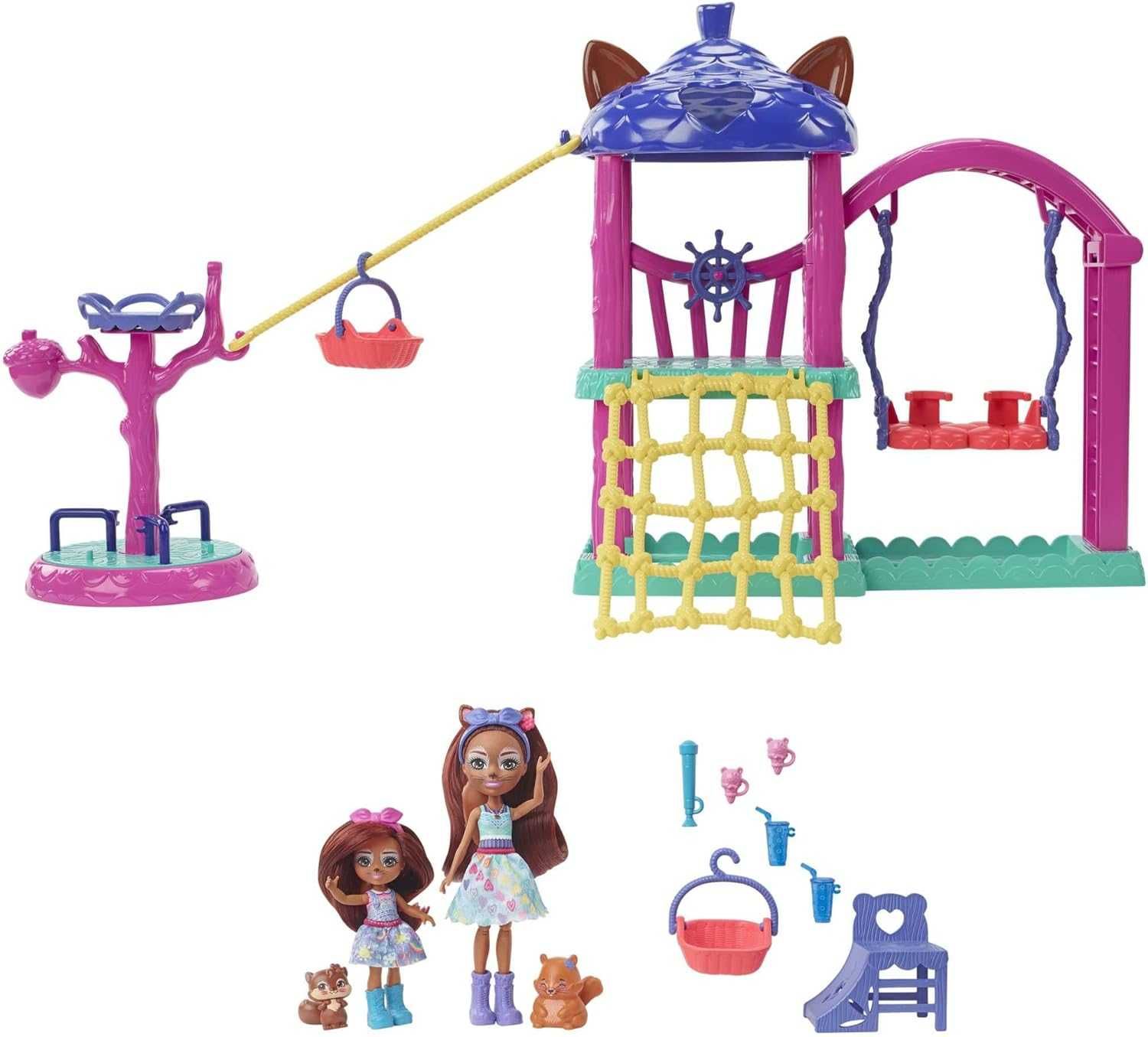 Игрален комплект Enchantimals с 2 кукли и 2 животни Детска площадка