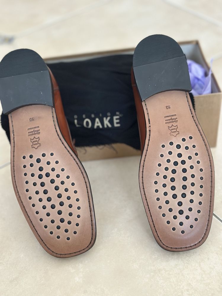 *НОВИ* Loake мъжки мокасини / loafers 44 естествена кожа, Made in UK