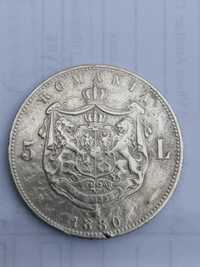Moneda de argint 5 lei 1880