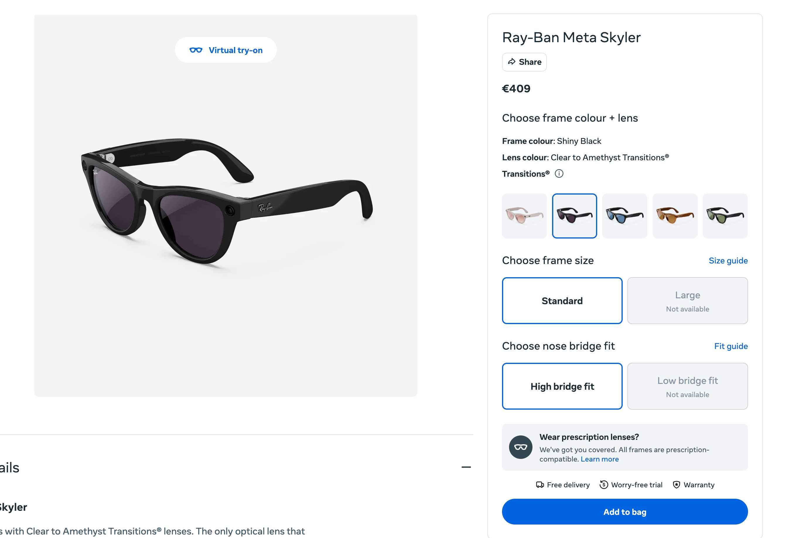 Ray-Ban Meta Skyler rw4010 нови Smart очила с камера за жената