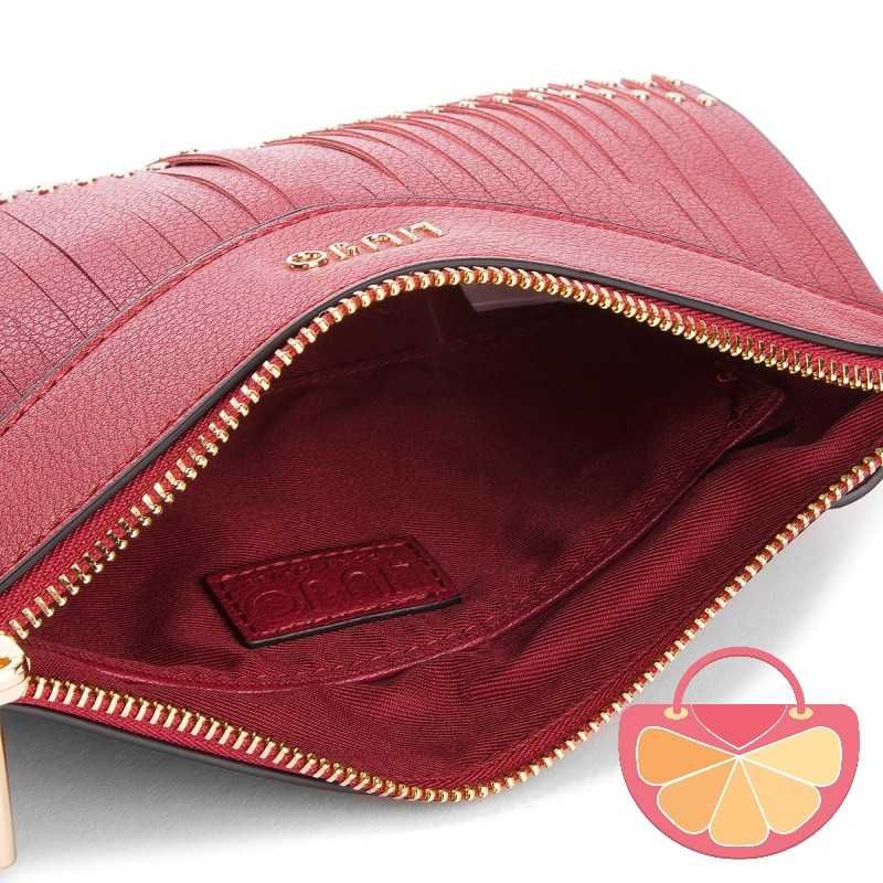 %ПРОМО% LIU JO – Дамска кожена чанта "RED & GOLD" 23х16х4 см нова