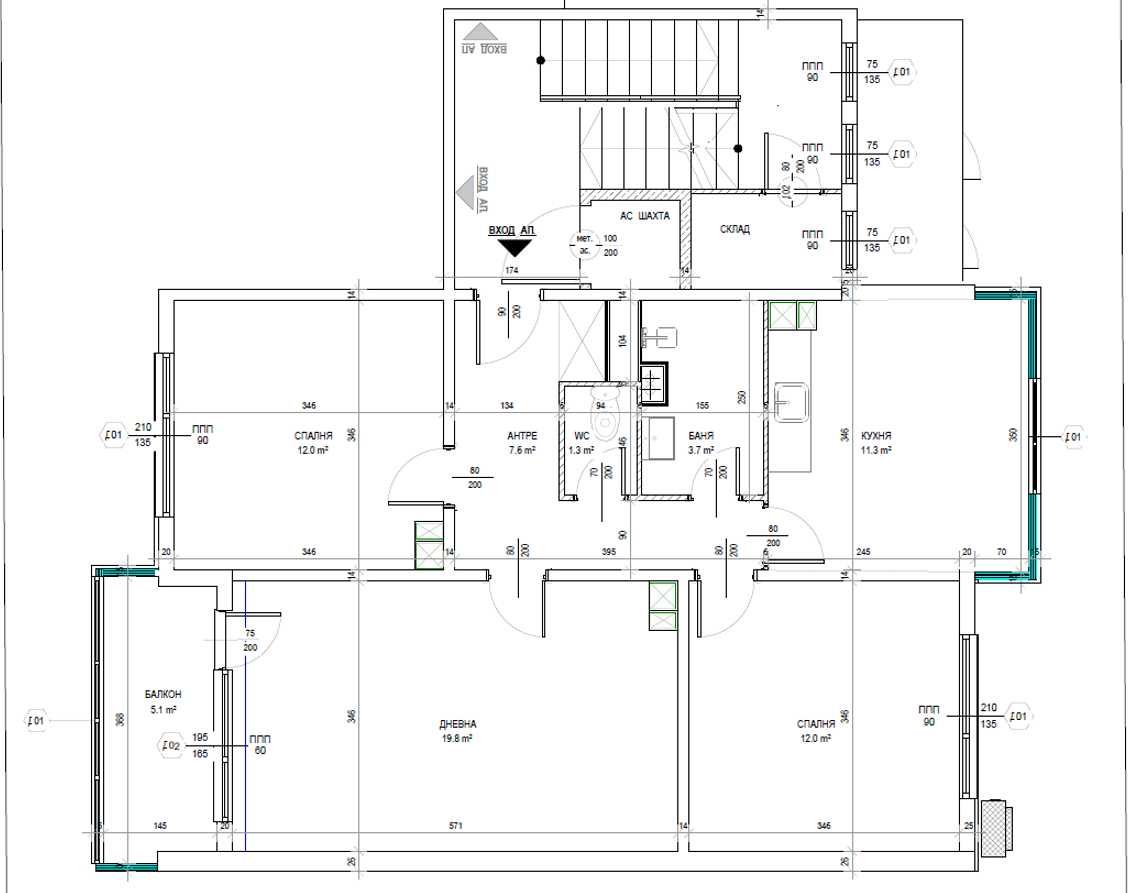 Продава се Тристаен апартамент в Търговище, Запад 2 - 78 кв.м за 1144 €/кв.м - Снимка #10