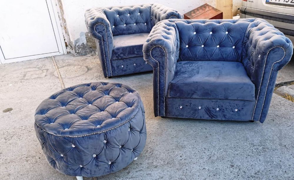 Canapea chesterfield gri
