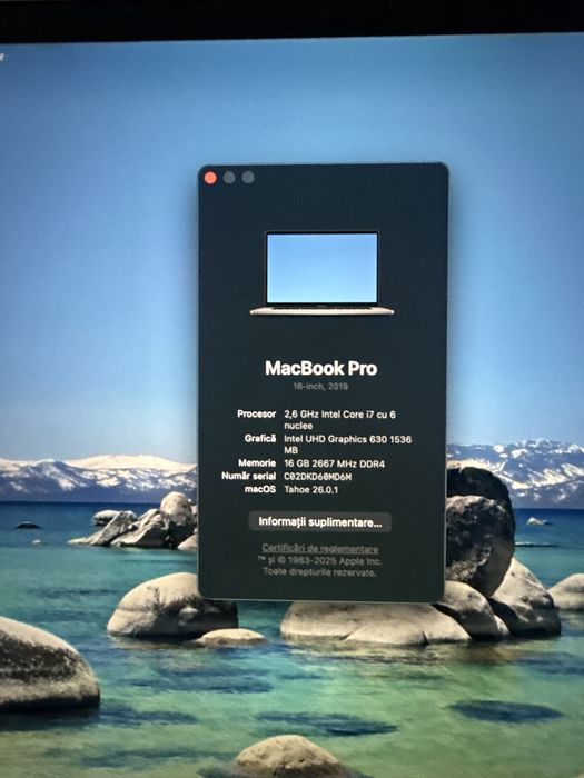 Laptop Apple Macbook Pro 16’ i7 16gb 2019