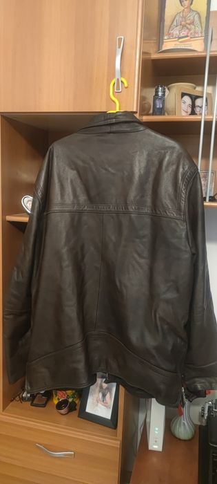 Geaca piele maro ciocolatiu