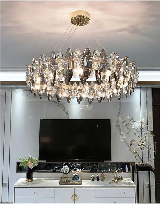 Нов кристален полилей Ф60 см 8×Е14 кристали K9 Raindrop трапезария