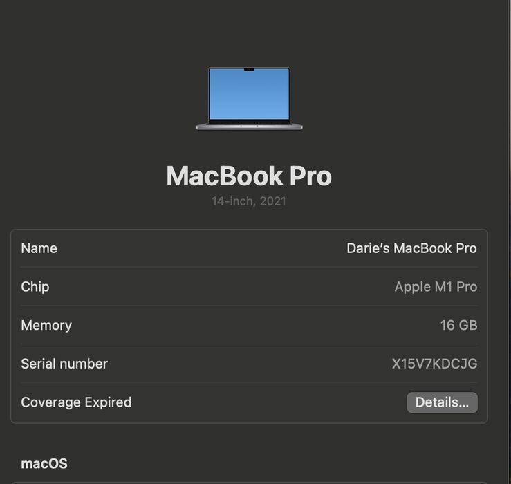 MacBook Pro 14" ", M1 pro ,512GB, 16G Ram folosit cu husa