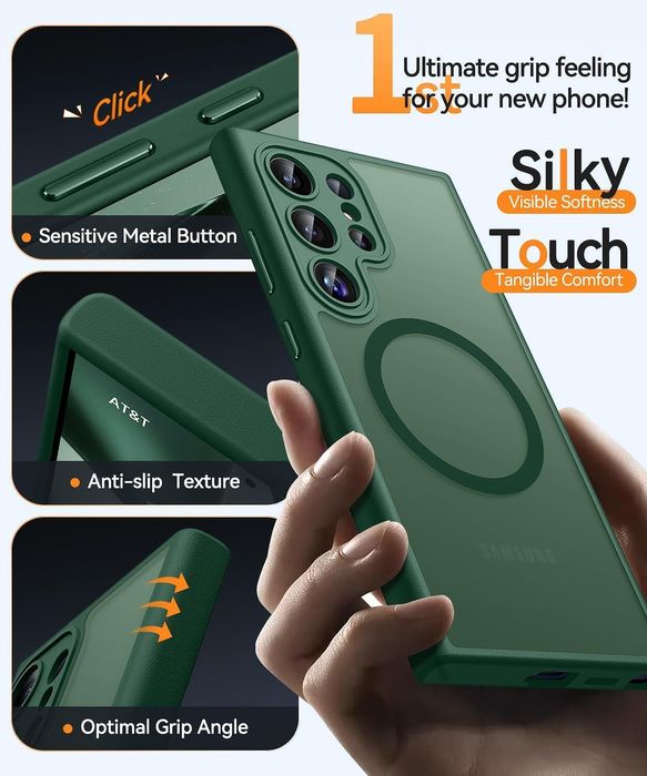 Матов magsafe кейс за samsung galaxy s24 ultra - зелен