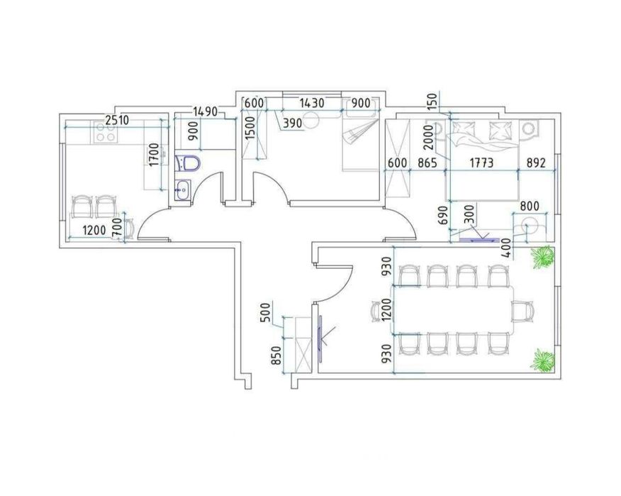 3-комнатная квартира возле ТРЦ Compass — Мирабад, ремонт 70% — 61 м²