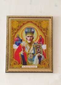 Икона Николая Чудотворца из алмазной мозайки.