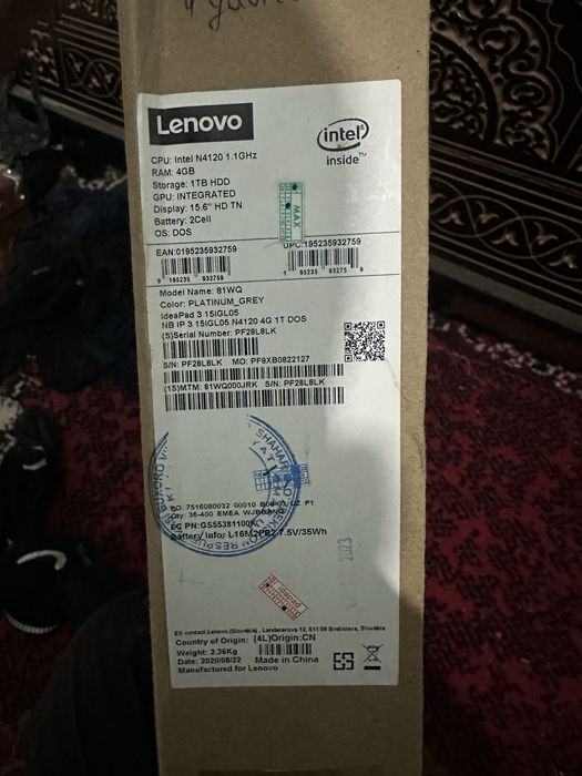 Lenovo ozim ishlatganman garantiyasi bor