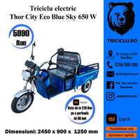 Triciclu electric nou THOR Green Army City Eco Blue Sky Agramix