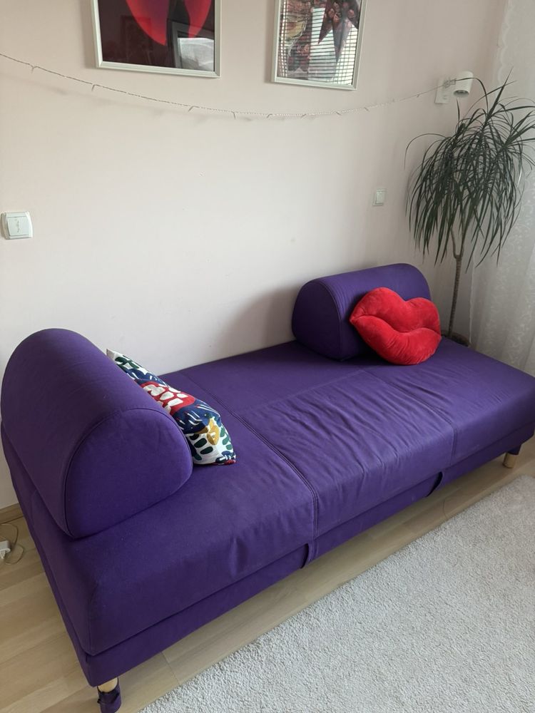 Диван IKEA Flottebo (90x200), лилав, с място за съхранение