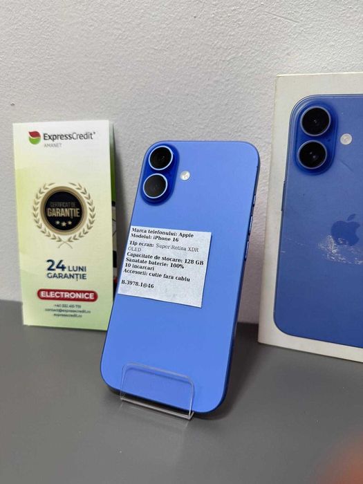 [AG46] iPhone 16 128 gb 100% baterie B.3978