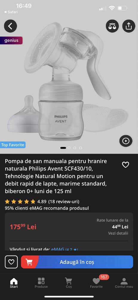 Pompa sân manuala Philips Avent