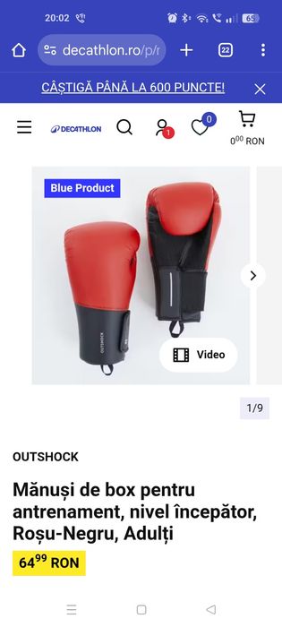 Sac + mănuși de box neutilizat