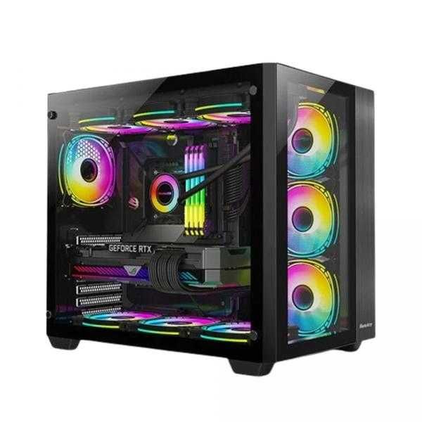 Huntkey CASE  S980 Black / White with ARGB FAN кейс компьютерный