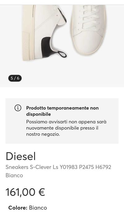 Мъжки обувки Diesel S-Clever, Bianco бели от ест. кожа , 44 номер