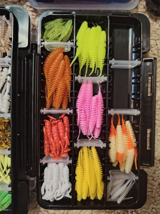 Lot 5 cutii meiho cu gume pentru pescuit păstrăv și clean