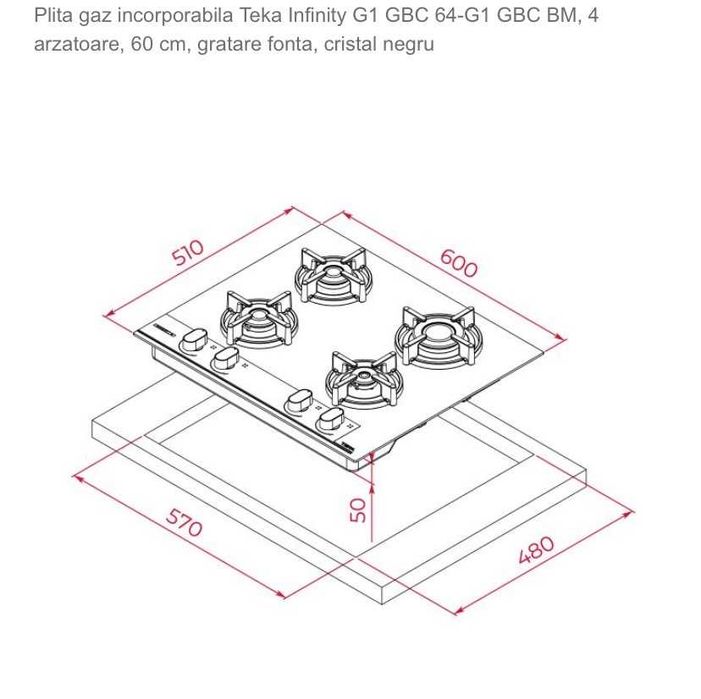Plită pe gaz Teka Infinity – Nouă, nefolosită, cu factură și garanție