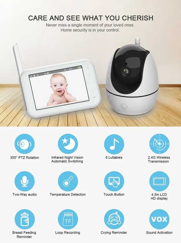 Baby Monitor si Camera Audio-Video Wireless Pt Supraveghere Bebe,Vox