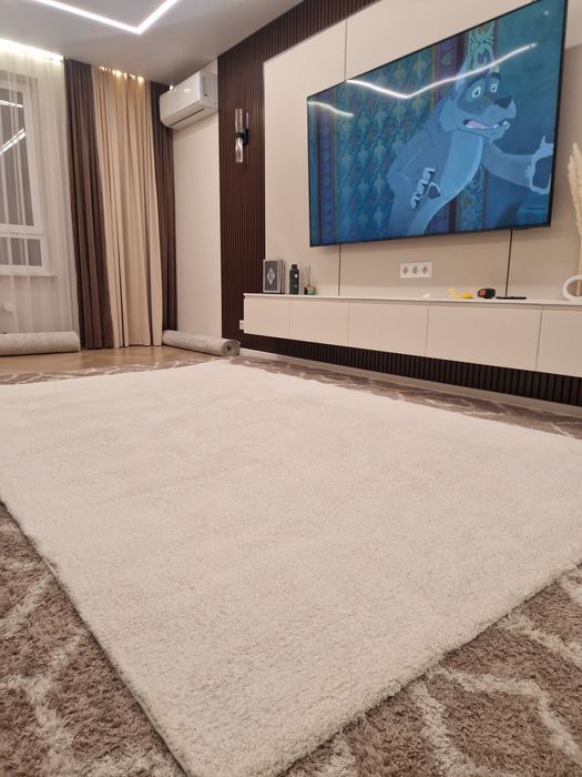 Ворсовой белый ковёр 3×2