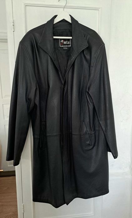 Кожаный мужской плащ, б/у, размер XXXL.