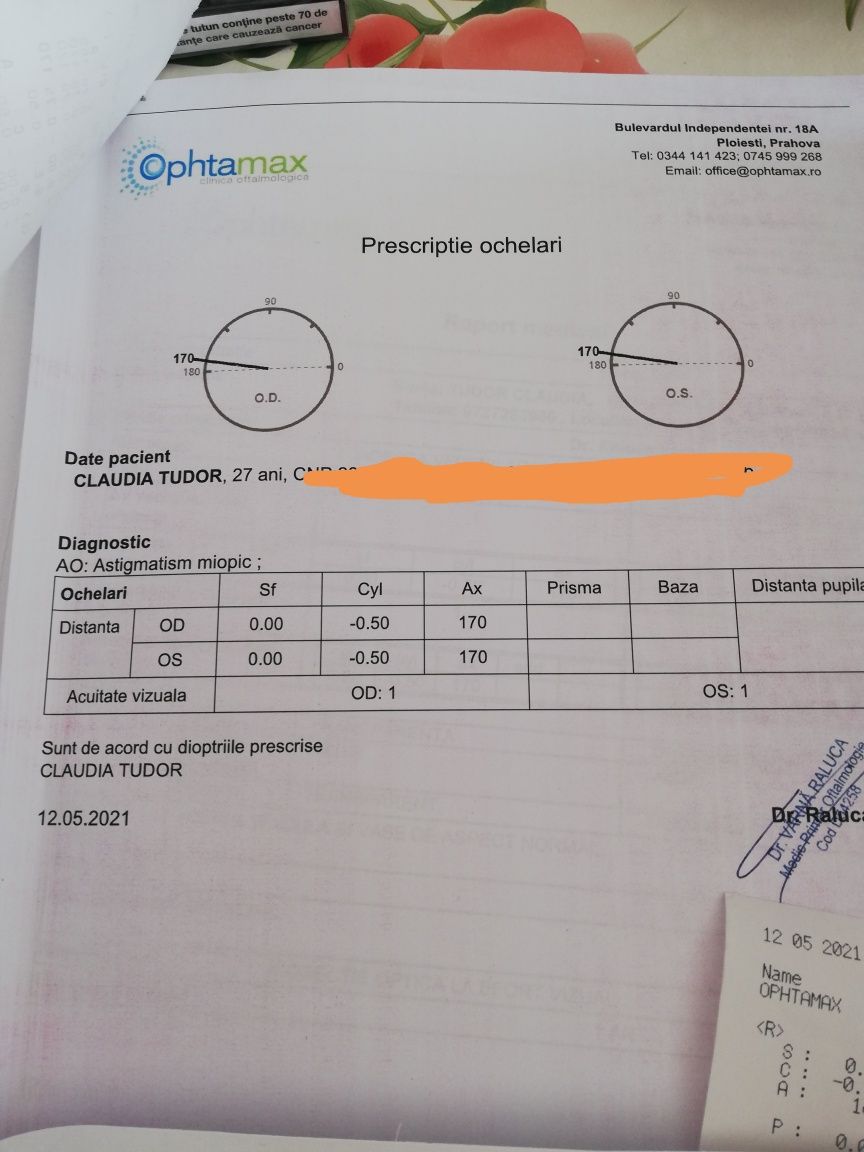 Rama Rhein Vision cu lentile astigmatism miopic