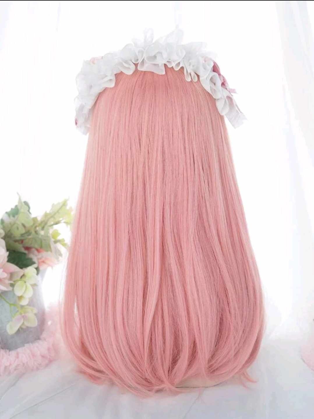 Розова косплей перука
