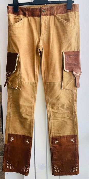 Pantaloni cu inserții piele naturala Ralph Lauren