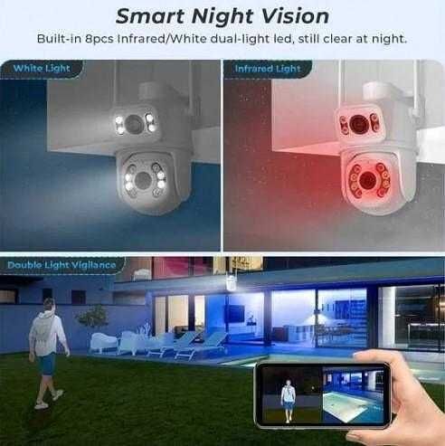 Двойна Smart WiFi безжична IP камера ICSEE 6MP нощно виждане