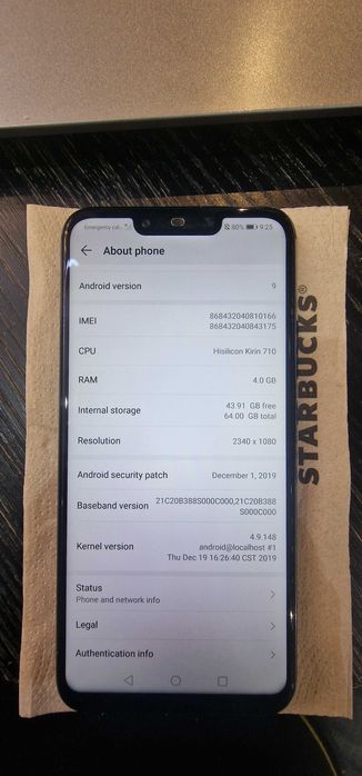Telefon huawei mate 20 lite, 4gb RAM, 64 GB stocare