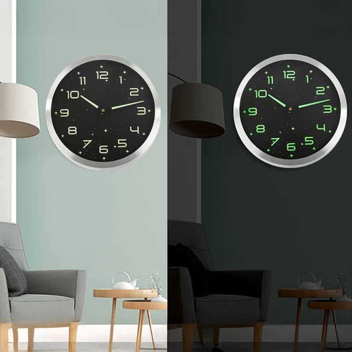 Флуоресцентен стенен часовник 30 см със светещи в тъмното цифри