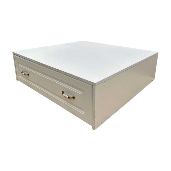 Masuta alba cu sertare si blat 101x94 cm; Lada de depozitare