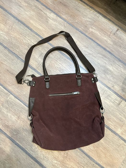 Велурена чанта бордо от естествен велур