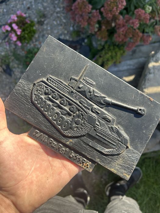 Placă gravată veche – Tank Panzer, colecție militară