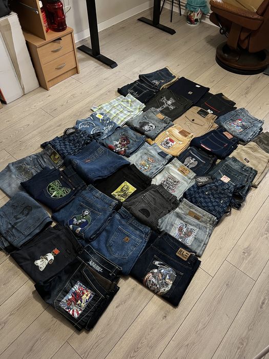 Vand stoc blugi vintage baggy y2k (stil JNCO evisu ed hardy)