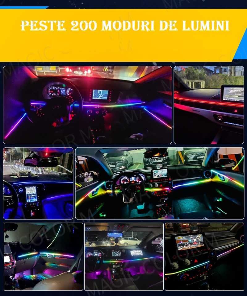 Banda fir neon RGB, lumina ambientala auto, APP sau telecomanda, 1.2 m