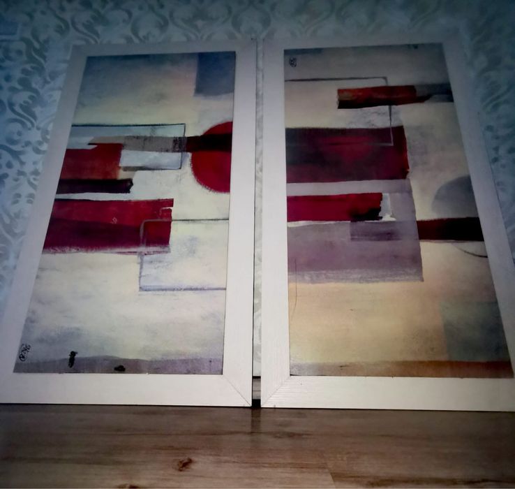 Картина от две части абстрактно изкуство RED 1  Verbeek-Van Den Broek